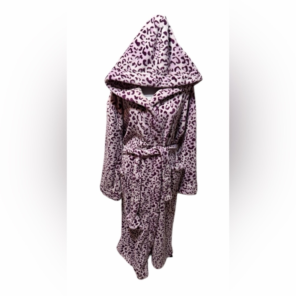 Alexander Del Rossa•1X/2X•Leopard Print Plush Hooded Robe - Picture 2 of 12